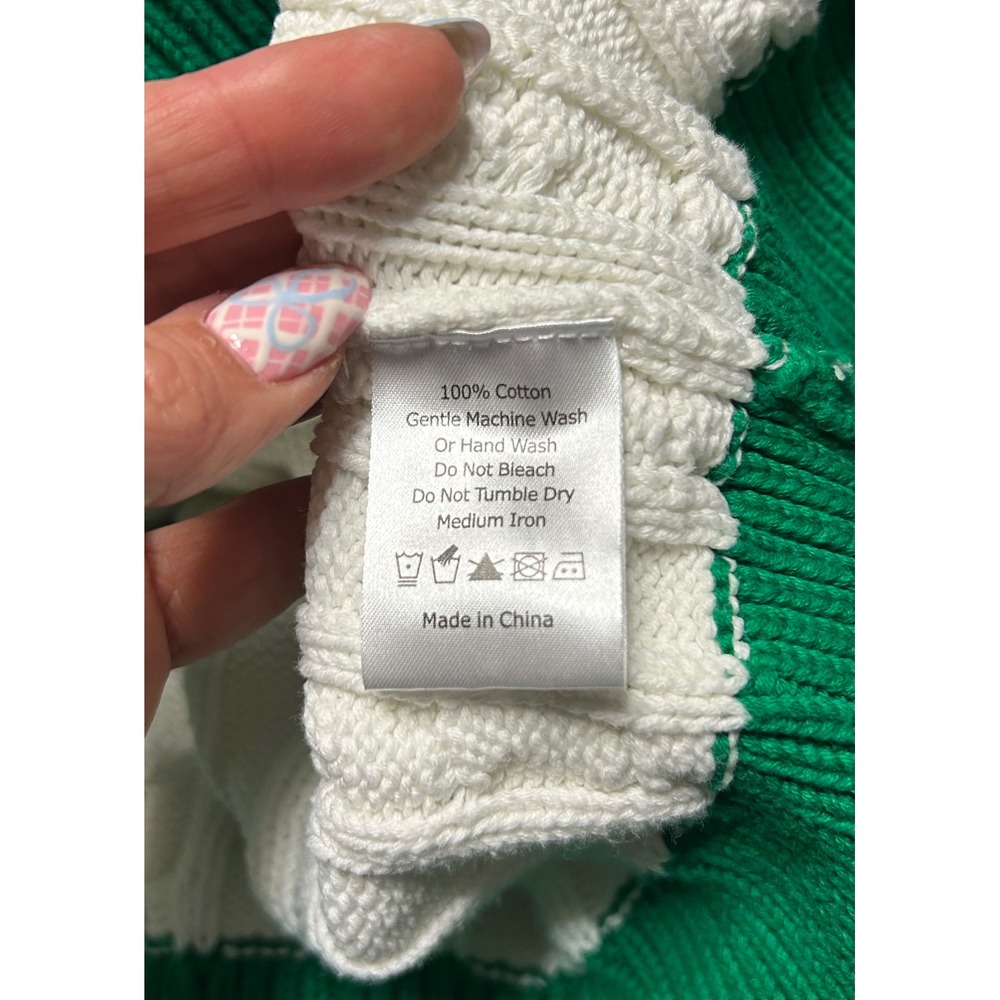 Shiny by Nature Mushroom Cable Knit Sweater Vest Cream Green XL Cotton - Picture 8 of 8